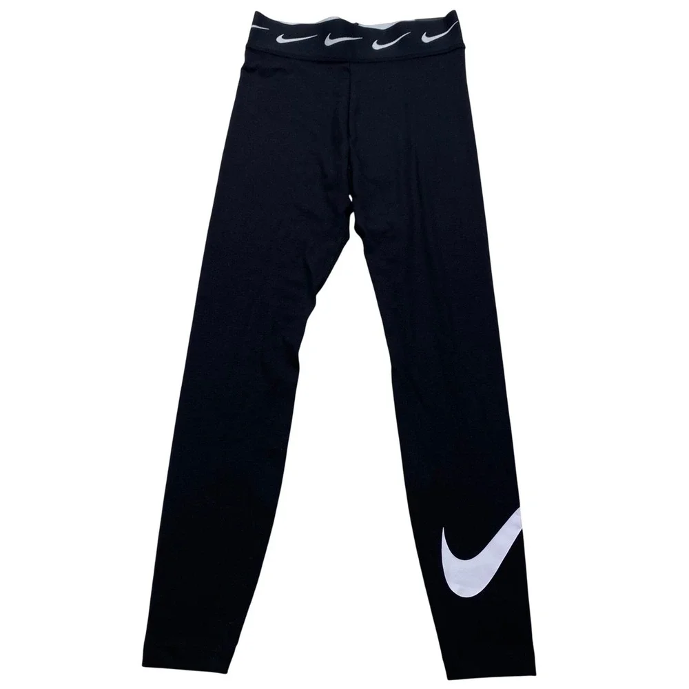 Nike Sportswear Club High Waisted Leggings Womens Small Black Swoosh CJ1984-010